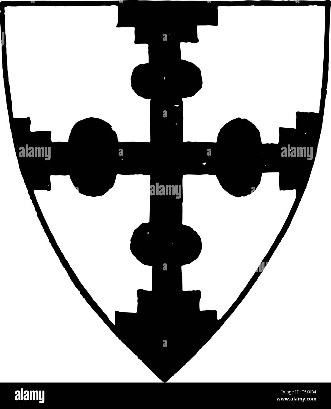 Kreuz Nowed degradiert und Luftregionen bedeutet auf Grad oder Schritte vintage Strichzeichnung oder Gravur Abbildung platziert. Stock Vektor