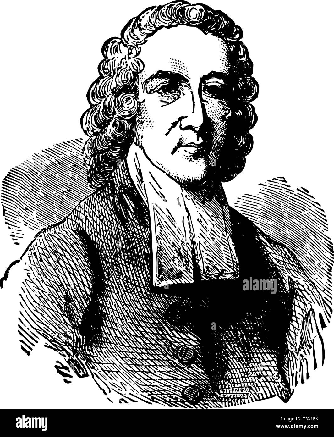 Jonathan Edwards 1703 bis 1758 war er einer amerikanischen Erweckungsbewegung Prediger Philosoph und evangelischer Theologe Congregationalist vintage Strichzeichnung oder e Stock Vektor