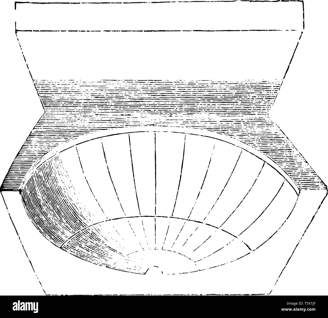 Eine Sonnenuhr ist ein Gerät, das die Uhrzeit sagt durch die scheinbare Position der Sonne im Himmel vintage Strichzeichnung oder Gravur Abbildung. Stock Vektor
