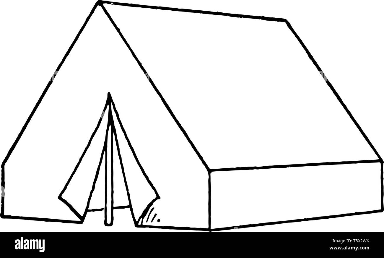 Es ist ein stilvolles Zelt, das in der Regel durch Tuch sind Bauen & in einem großen Restaurant Cottage vintage Strichzeichnung oder Gravur Abbildung verwendet. Stock Vektor