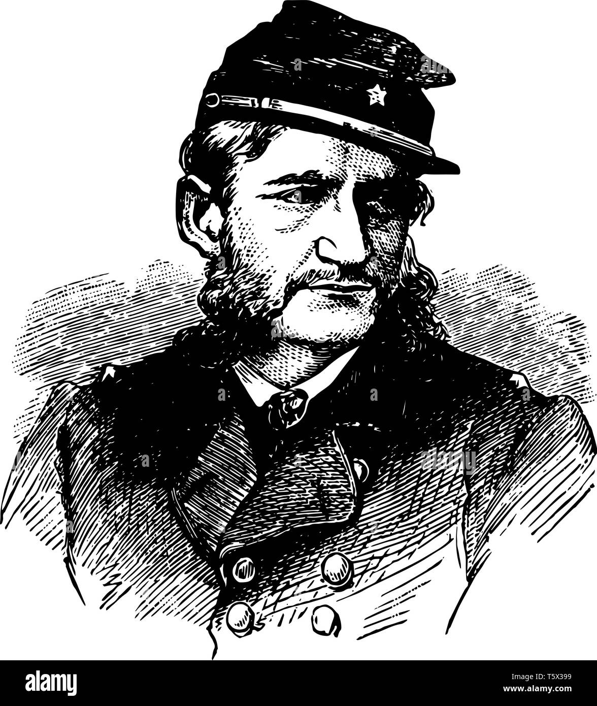 Hugh Judson Kilpatrick 1836 bis 1881 war er als Offizier in der Unionsarmee und Generalmajor vintage Strichzeichnung oder Gravur Abbildung Stock Vektor