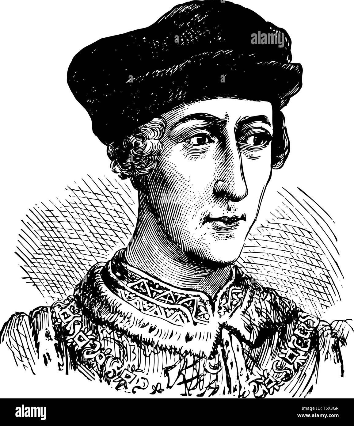 Heinrich V. von England, 1386-1422, er war der König von England von 1413 bis 1422 und der zweiten englischen Monarchen, der aus dem Hause Lancaster kam, vint Stock Vektor