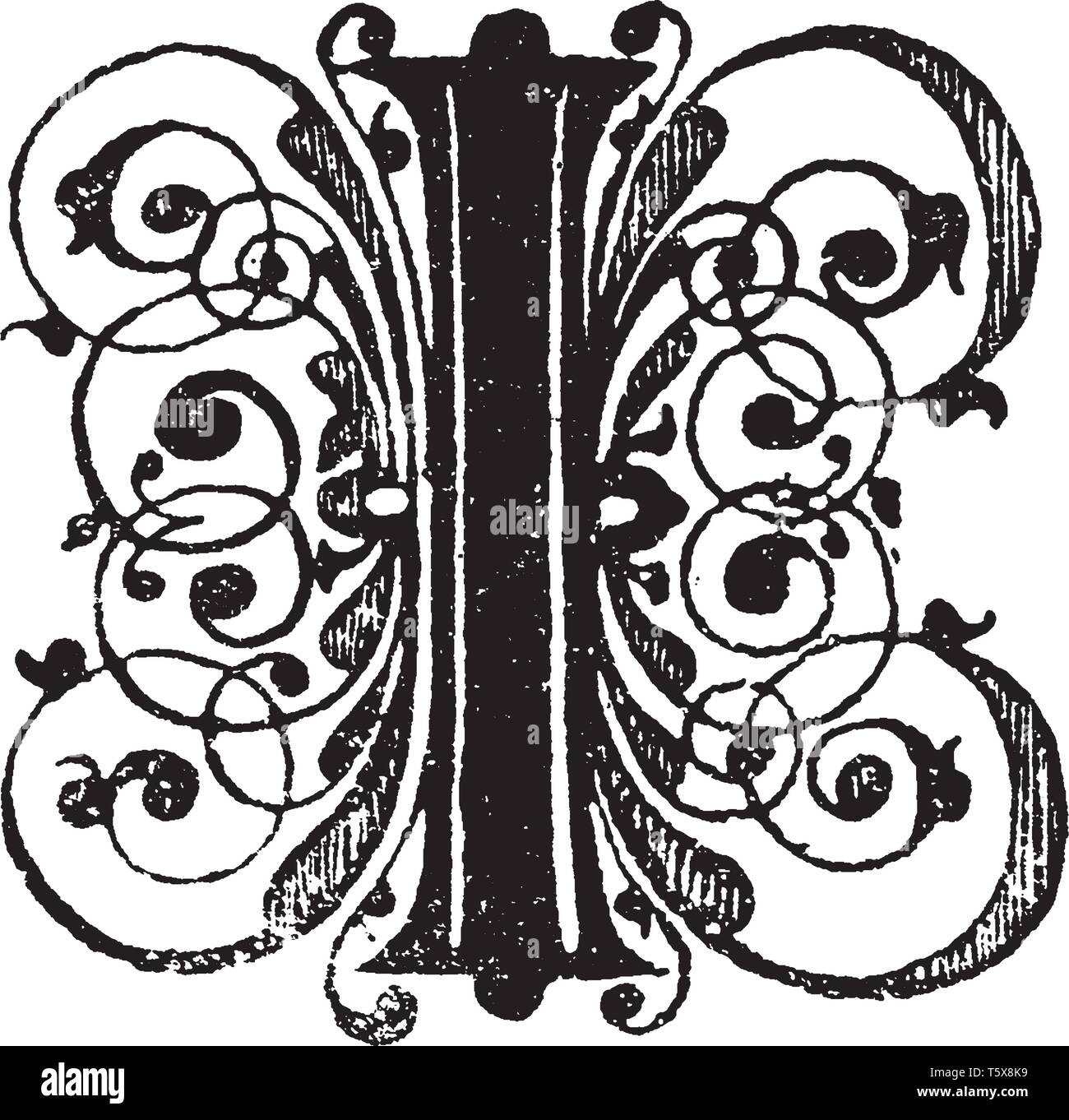 Ein Brief, den ich in der Renaissance, vintage Strichzeichnung oder Gravur Abbildung Stock Vektor