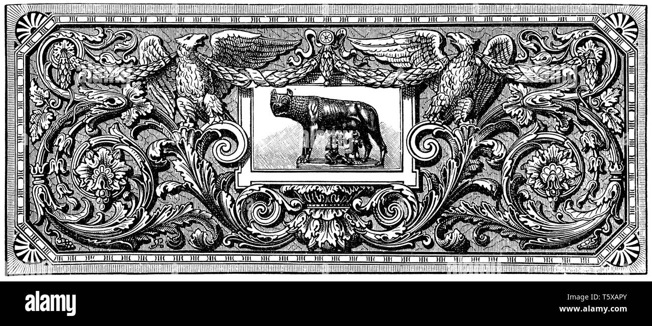 Vignette: Romulus und Remus, Stockfoto