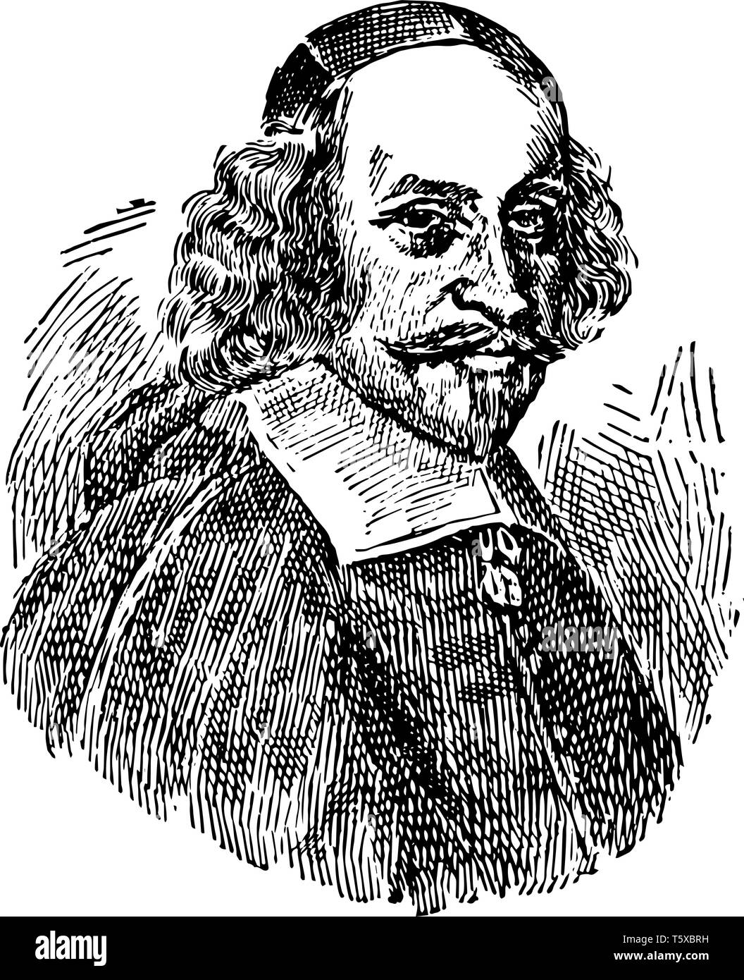 Kardinal Jules Mazarin 1602 bis 1661 Er war ein italienischer Kardinal Diplomat und Politiker vintage Strichzeichnung oder Gravur Abbildung Stock Vektor