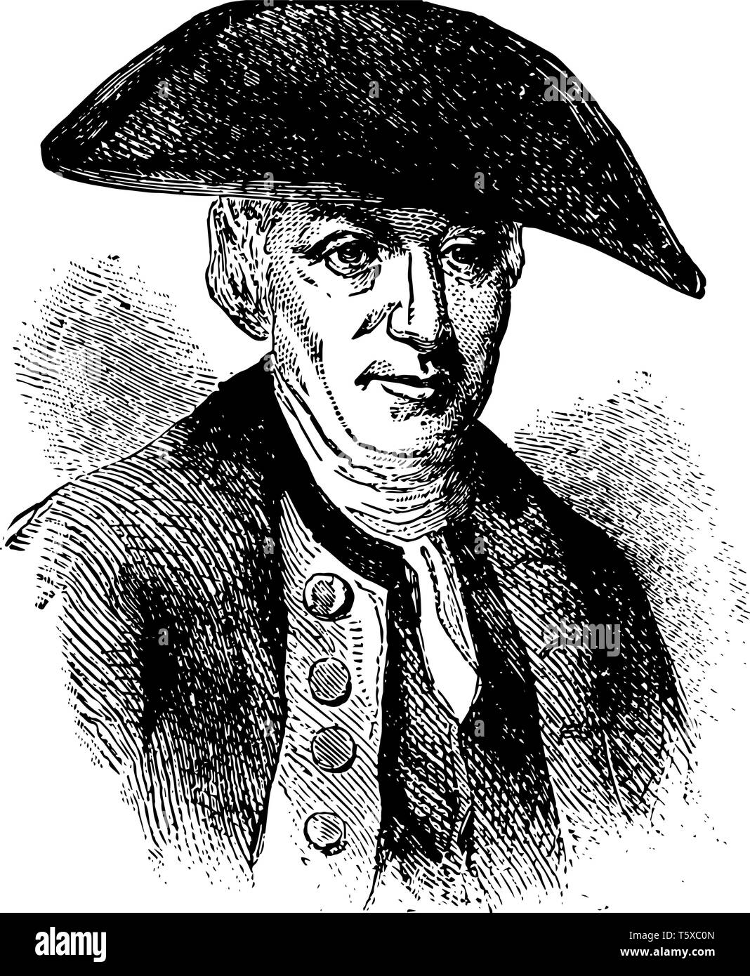 Abraham Whipple 1733 bis 1819 Er war ein amerikanischer Unabhängigkeitskrieg Commander in der kontinentalen Marine vintage Strichzeichnung oder Gravur Abbildung Stock Vektor