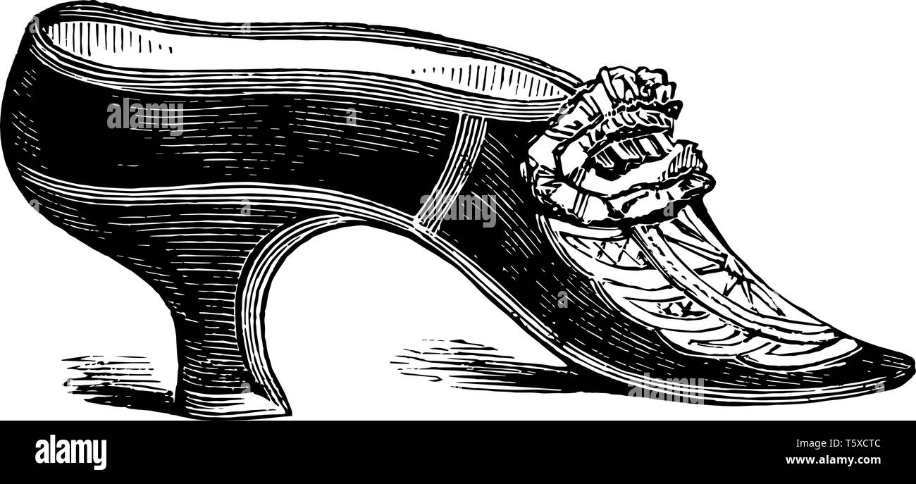 Schuh wurde durch den späten Herzogin von York verwendet, vintage Strichzeichnung oder Gravur Abbildung. Stock Vektor