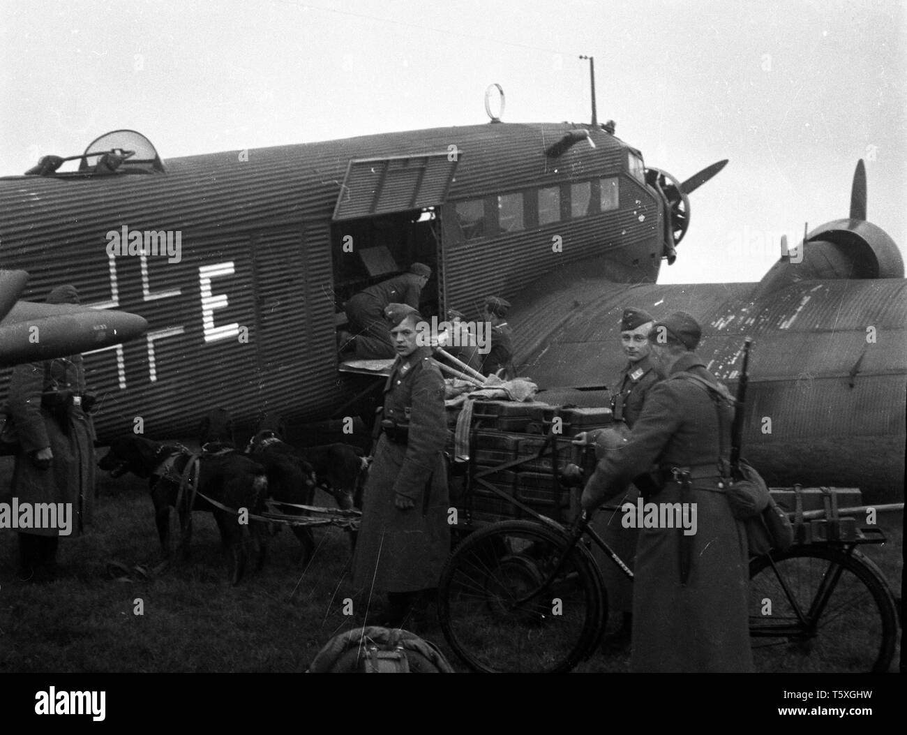 Wehrmacht Luftwaffe Junkers Ju 52/Ju 52/3 m g 4 e 2. Weltkrieg - Deutsche Luftwaffe Junkers Ju 52 2. Stockfoto