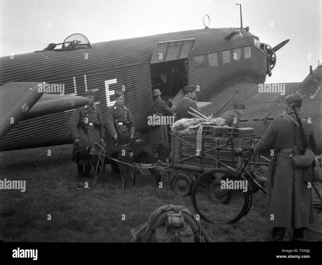 Wehrmacht Luftwaffe Junkers Ju 52/Ju 52/3 m g 4 e 2. Weltkrieg - Deutsche Luftwaffe Junkers Ju 52 2. Stockfoto