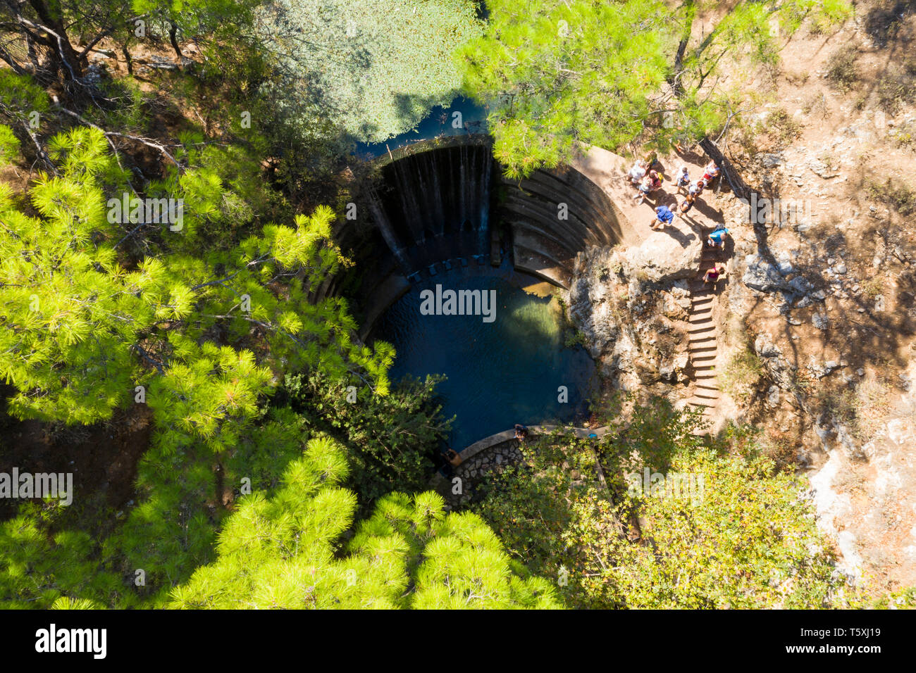 Griechenland, Rhodos, Epta Piges (Sieben Wasserfall Park) Stockfoto