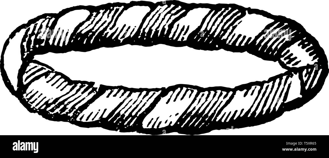 Runde Kranz haben eine zieren zwei unterschiedlich farbige Seide gewickelt, vintage Strichzeichnung oder Gravur Abbildung. Stock Vektor