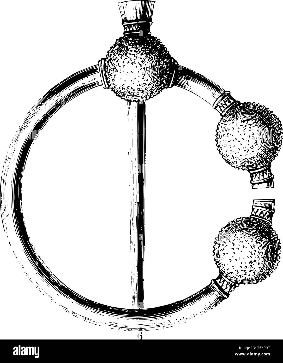 Brosche ist in Irland gefunden, vintage Strichzeichnung oder Gravur Abbildung. Stock Vektor