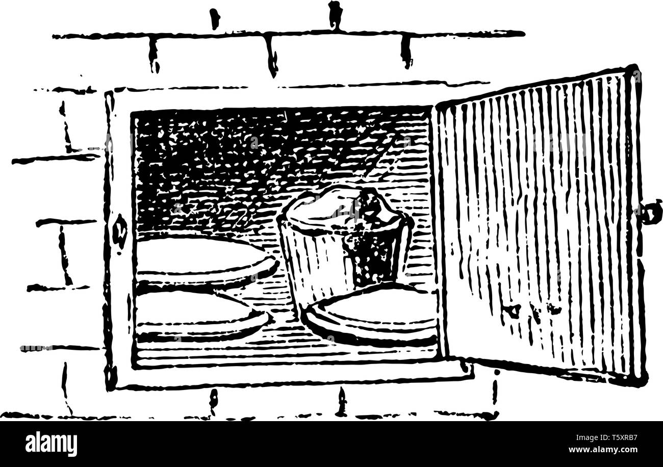 Backofen elektrische Home Appliance verwendet, um Wärme, backen Essen, vintage Strichzeichnung oder Gravur Abbildung. Stock Vektor