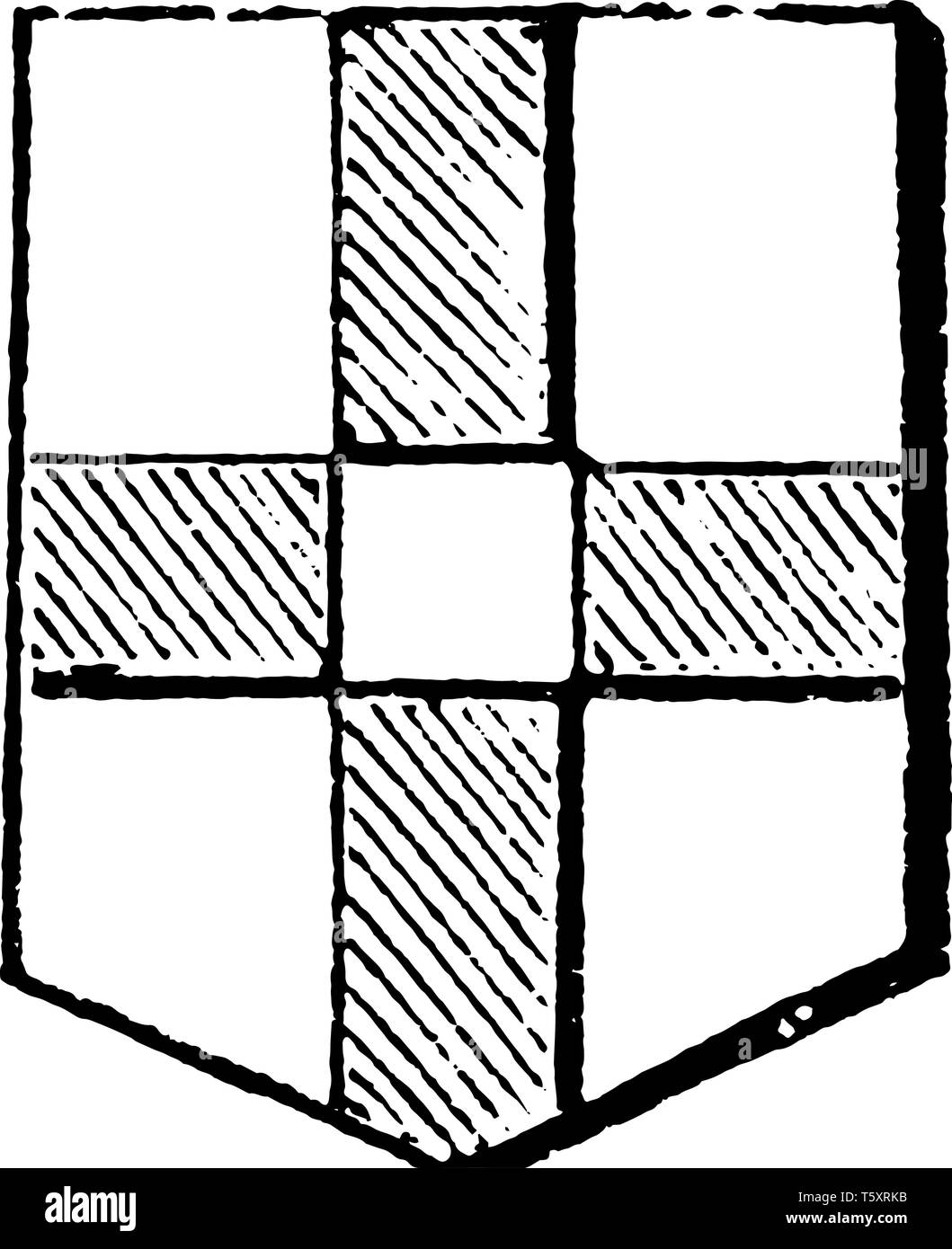 Kreuz Quarter-Pierced wurde ursprünglich Adeligsten, vintage Strichzeichnung oder Gravur Abbildung. Stock Vektor
