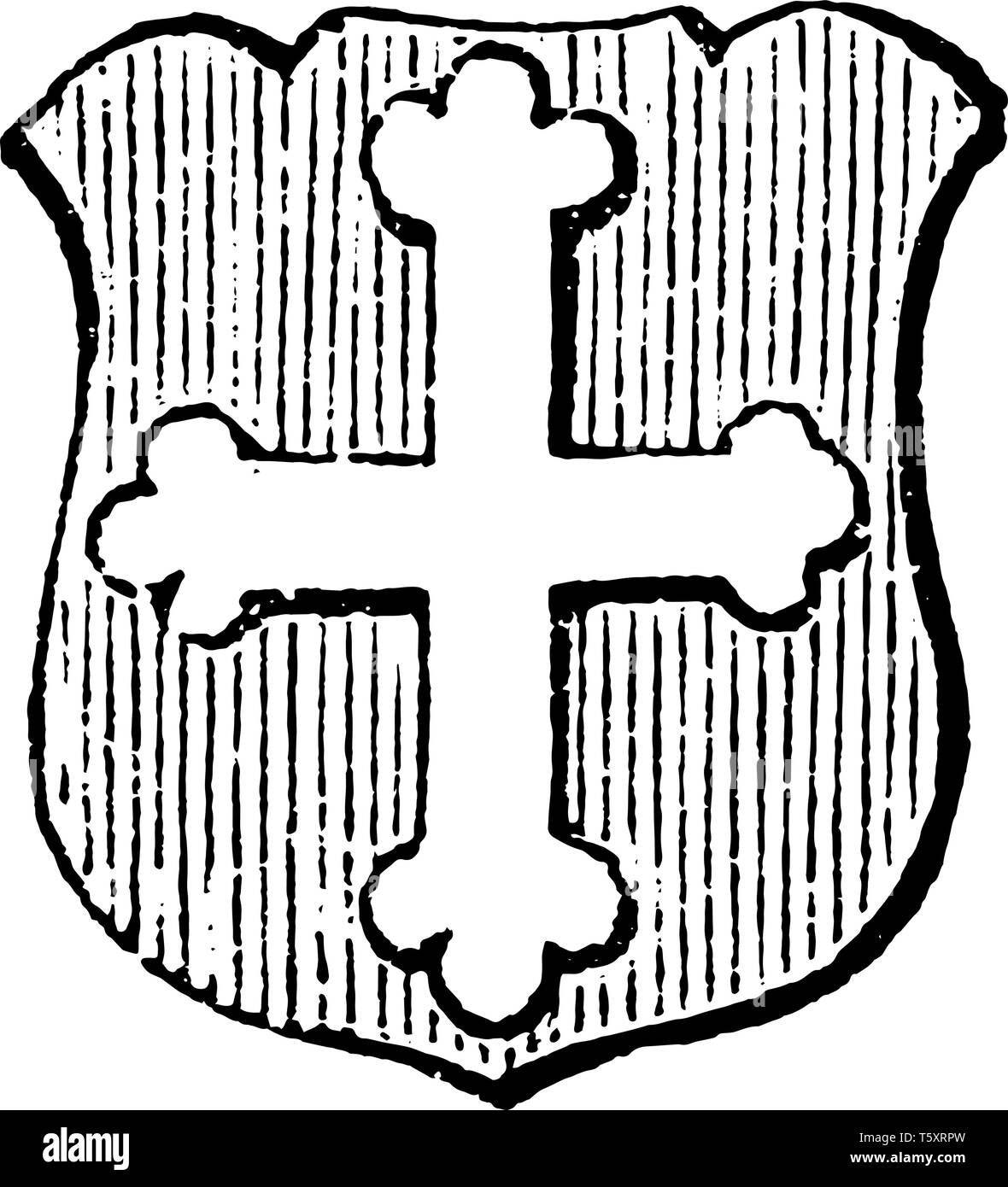 Kreuz Bottonny ist ein ehrenwerter Ordentlichen, vintage Strichzeichnung oder Gravur Abbildung. Stock Vektor