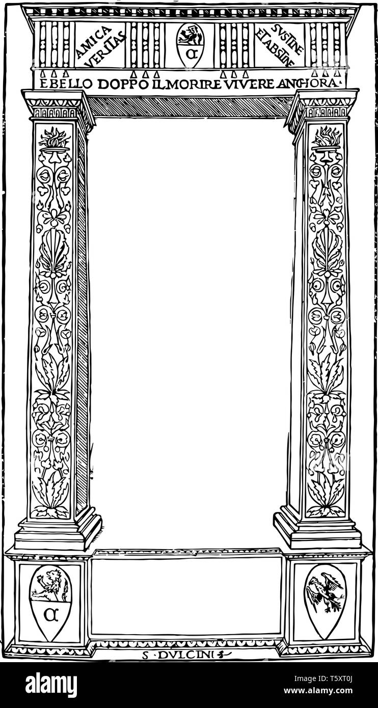 Eingangsbereich Grenze haben Blätter und Blumen Muster in diesem Design, vintage Strichzeichnung oder Gravur Abbildung. Stock Vektor