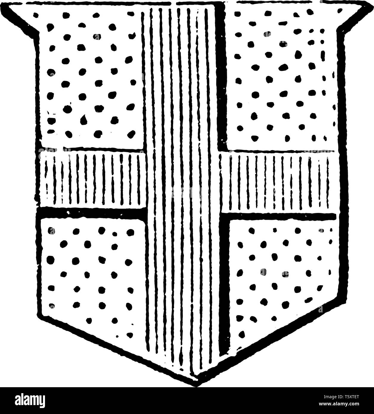 Die Normalen mit dem Aussehen von den Buchstaben X, vintage Strichzeichnung oder Gravur Abbildung. Stock Vektor