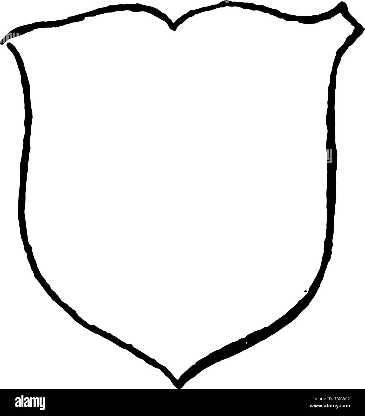 Renaissance Schild sind Wappenschild in der Heraldik, vintage Strichzeichnung oder Gravur Abbildung. Stock Vektor