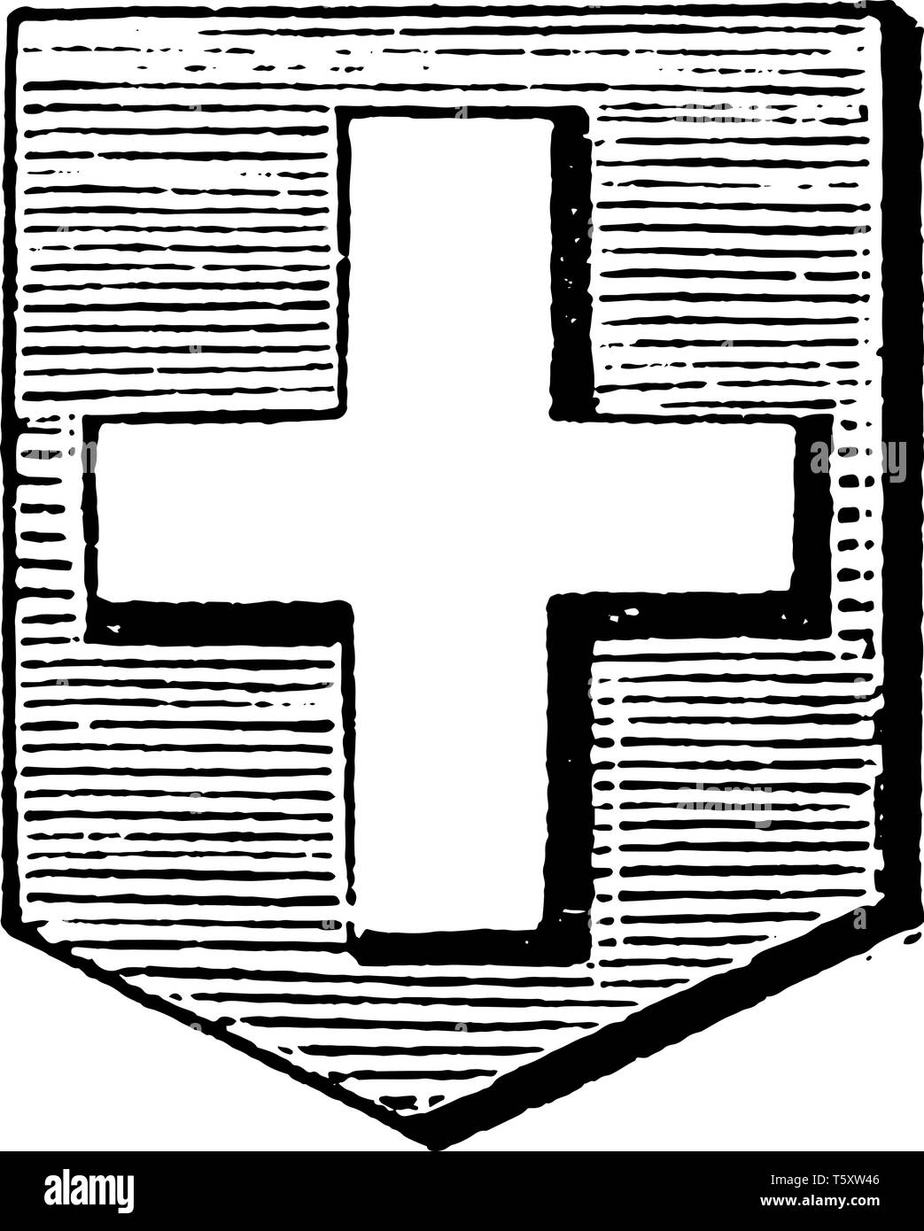 Kreuz Coupéd sind vom französischen Wort Couper, vintage Strichzeichnung oder Gravur Abbildung. Stock Vektor