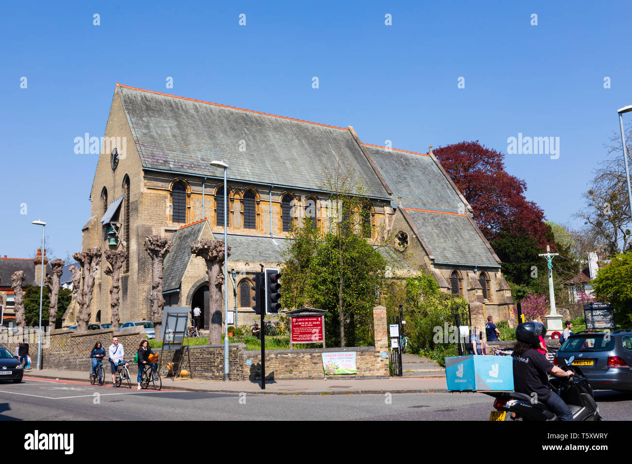 Die Viktorianischen Kirche St. Giles mit St. Peter, Castle Street, Cambridge, Cambridgeshire, England Stockfoto