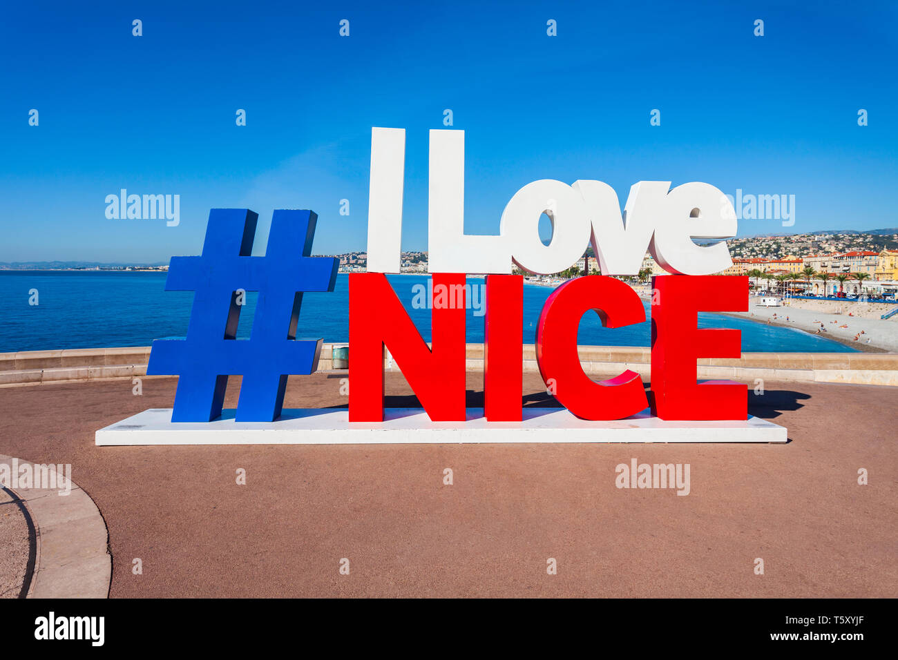 Nizza, Frankreich - September 27, 2018: Ich liebe schöne Zeichen in der schönen Stadt im Süden von Frankreich. Stockfoto