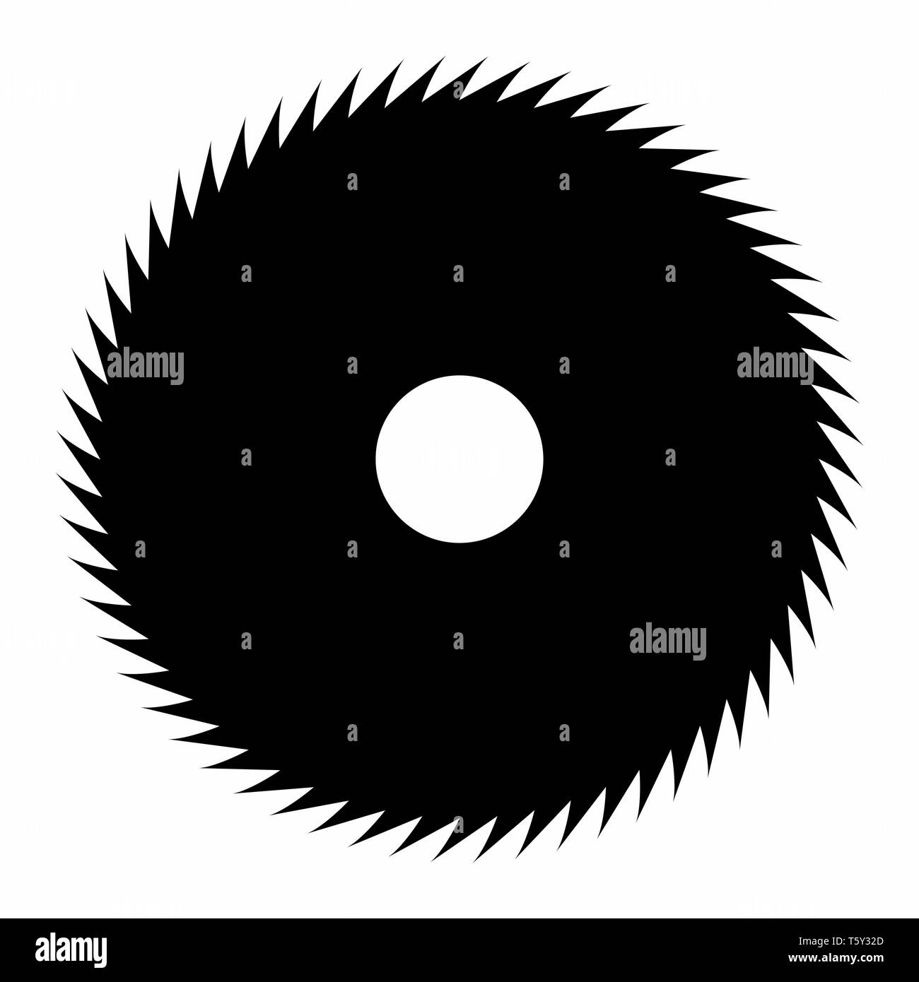 Eine Kreissäge dunkle Silhouette auf weißem Hintergrund Stock Vektor