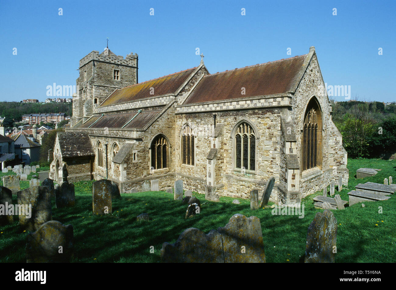 Das Gebäude aus dem 15. Jahrhundert die Kirche aller Heiligen in der Altstadt von Hastings, East Sussex, Großbritannien Stockfoto