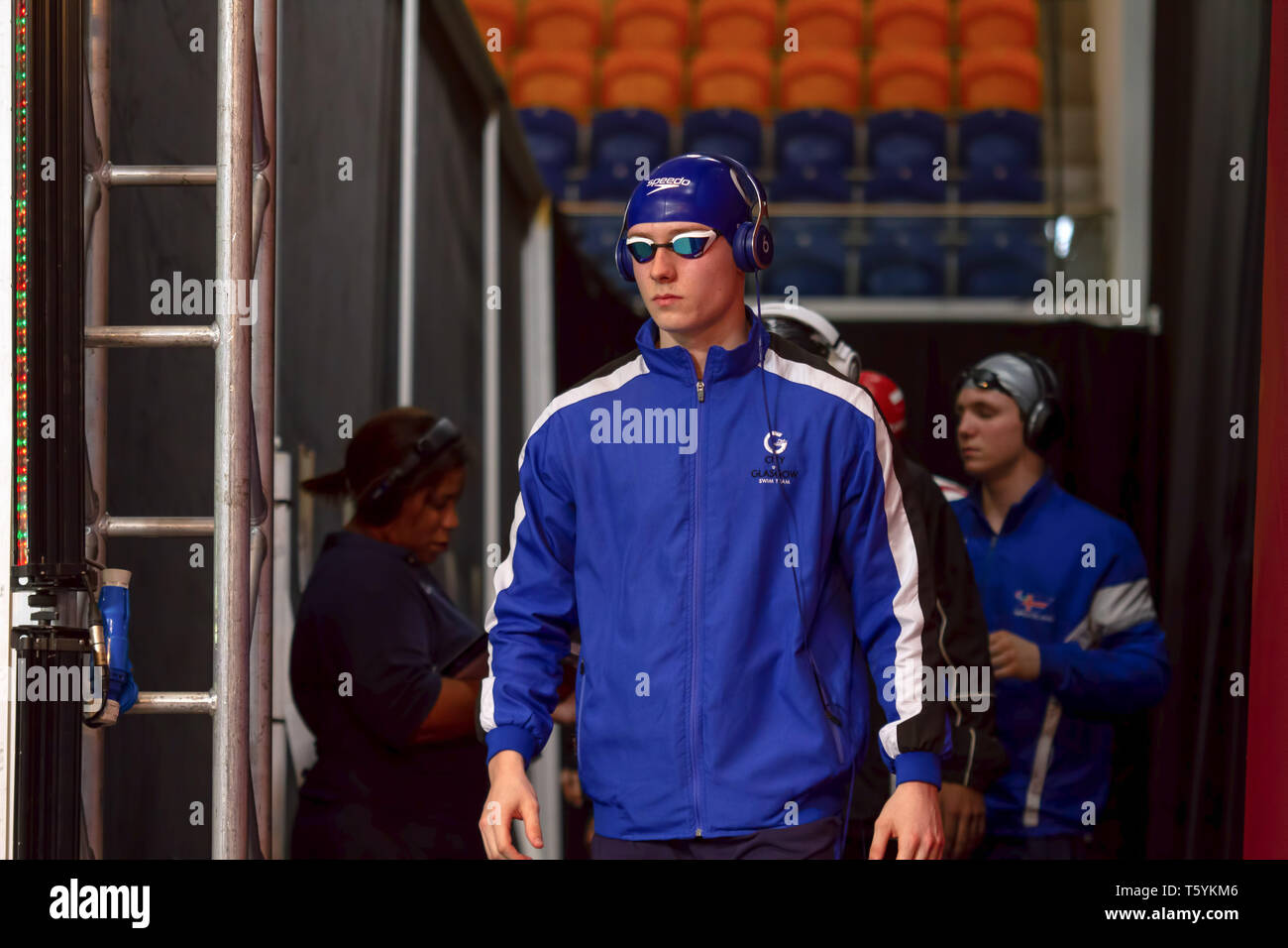 Großbritanniens Gavin Roberts vor konkurrieren in der Men's Multi-Klasse 100 Meter brustschwimmen World Series Finals, bei Tag 3 der 2019 britische Para-Swimming internationale Treffen, in Tollcross International Swimming Center. Stockfoto