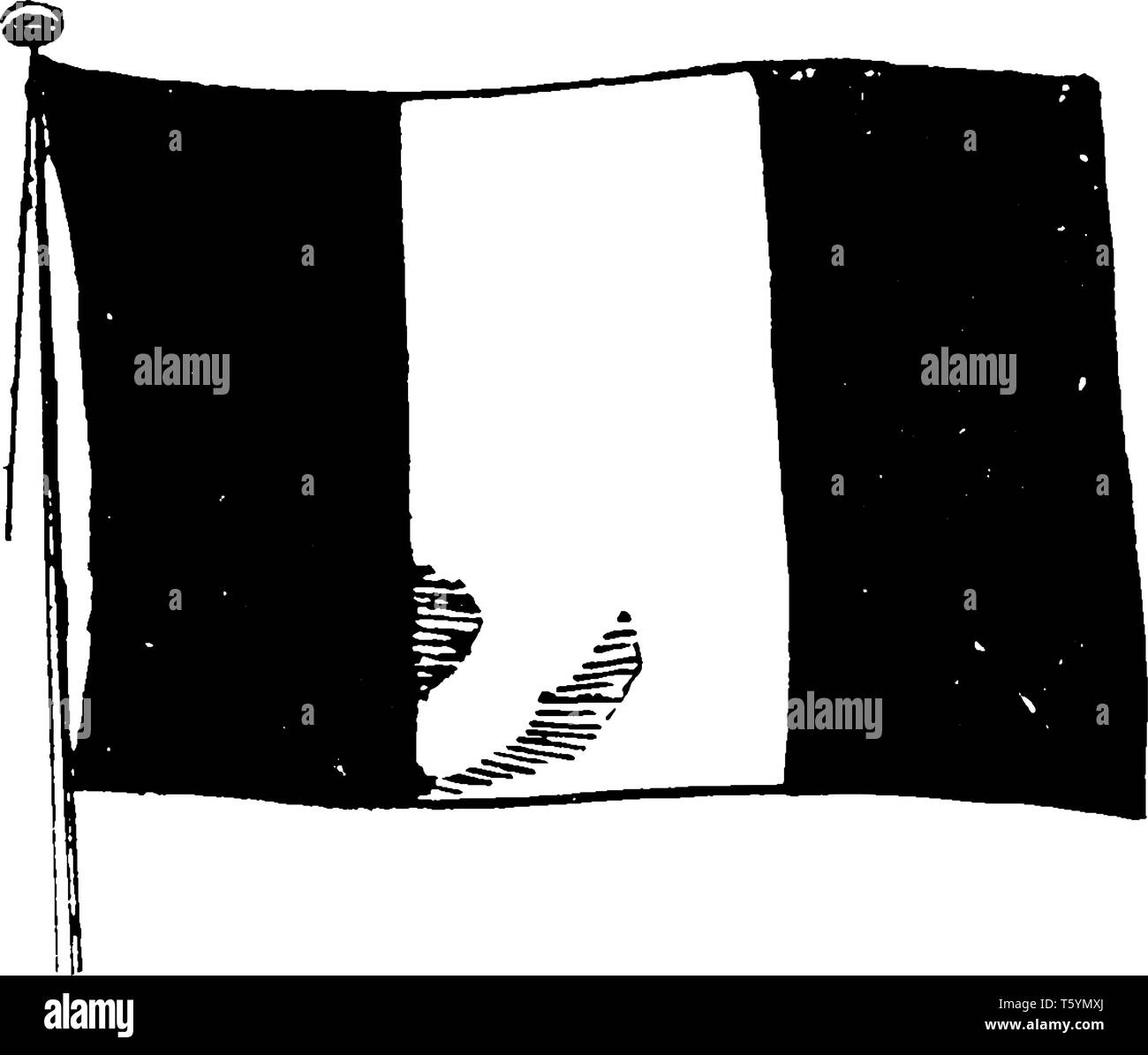 Belgien Flagge ist eine Trikolore aus drei Bands von Schwarz, Gelb und Rot, vintage Strichzeichnung oder Gravur Abbildung. Stock Vektor