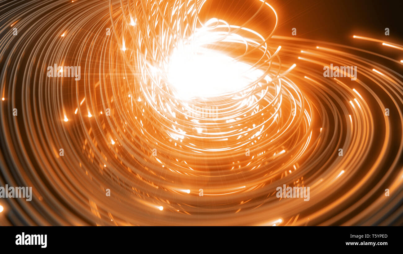 Schwarz Strings mit glühenden Köpfen. 3D-Darstellung Stockfoto