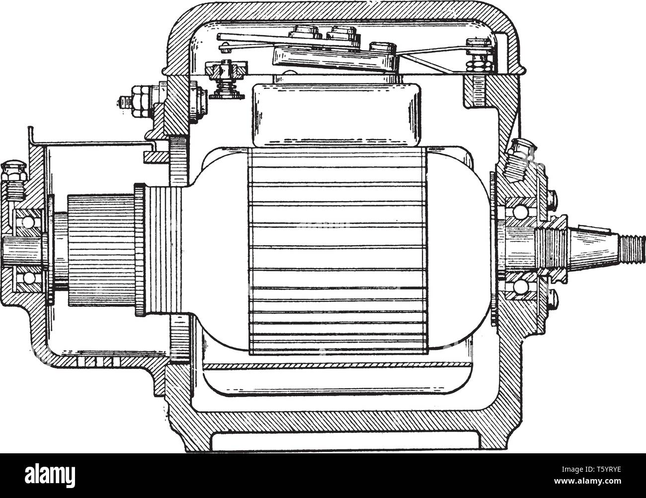 Controller ist die Automatisierung von Werkzeugmaschinen mit Hilfe von Computern ausführen vorprogrammierte Sequenzen von Machine Control befehle, vintage Line drawi Stock Vektor