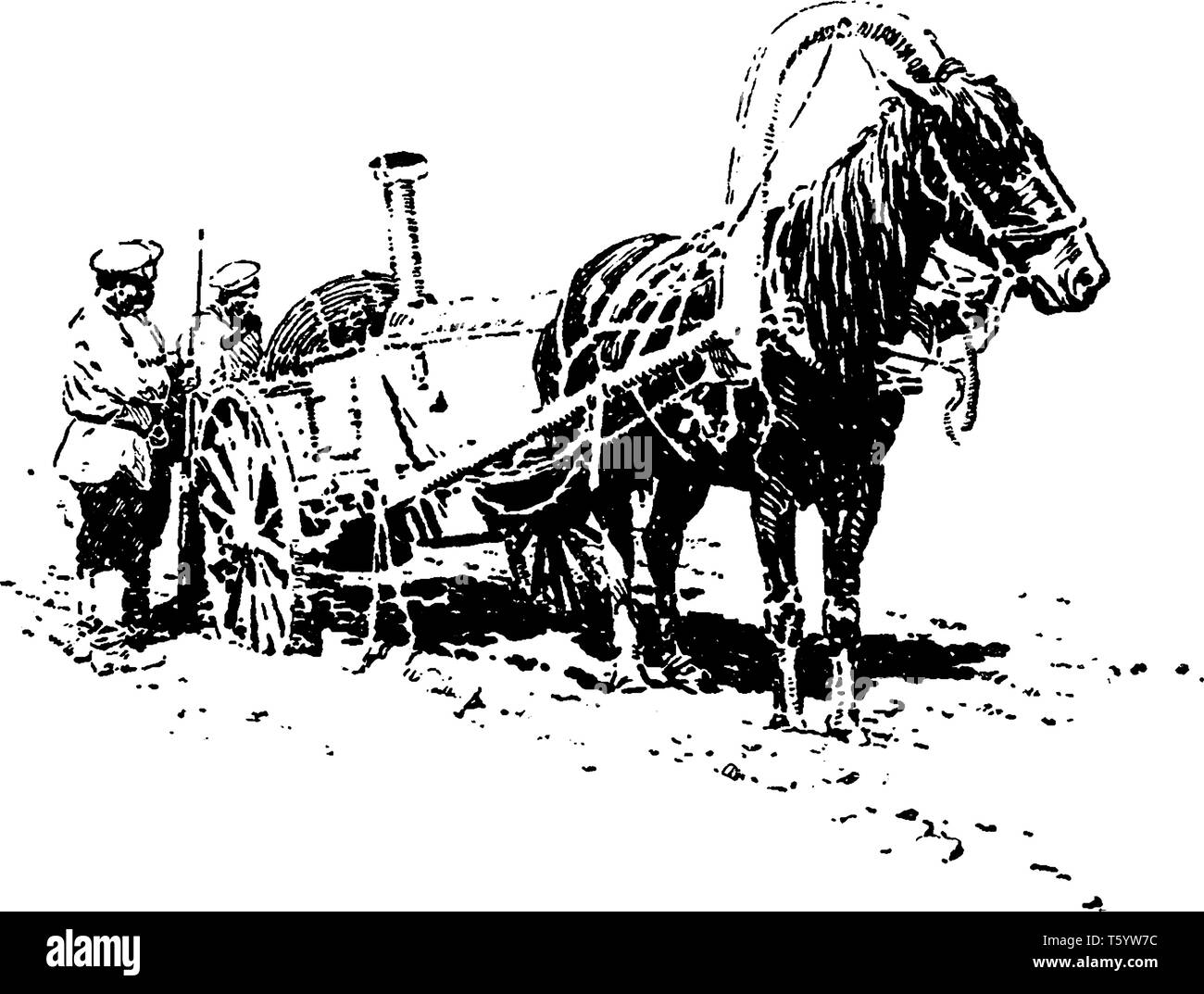 Eine russische Feld Küche in einer Zeit von Krieg und Not verwendet, vintage Strichzeichnung oder Gravur Abbildung. Stock Vektor