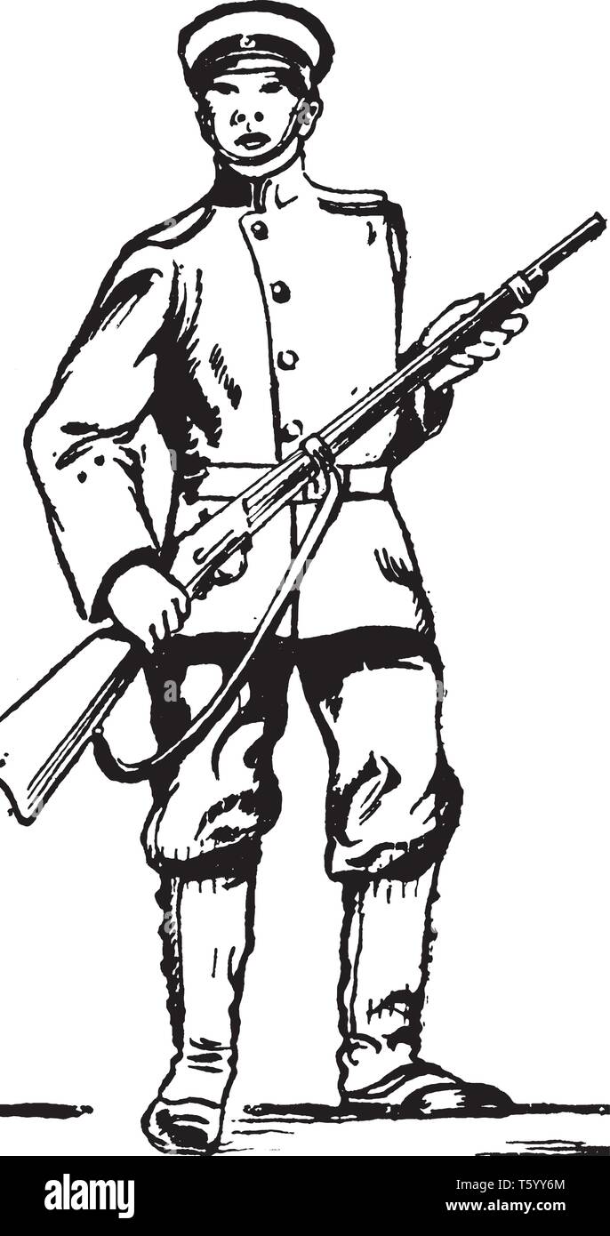 Dieses Bild stellt der Kaiserlich Japanischen Soldaten, vintage Strichzeichnung oder Gravur Abbildung. Stock Vektor