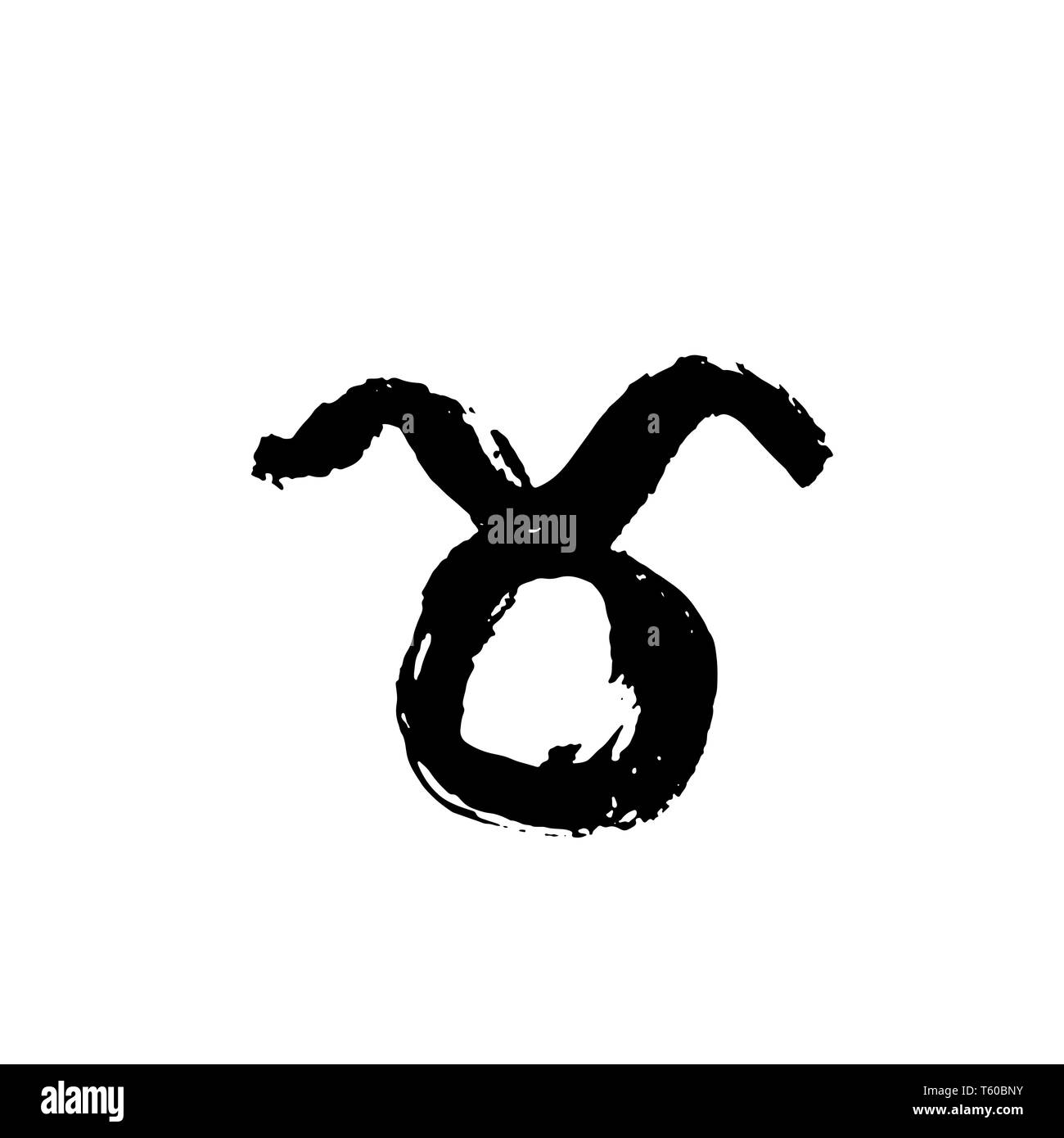 Sternzeichen Stier. Vektor trockenen Pinsel Abbildung auf weißem Hintergrund. Stock Vektor