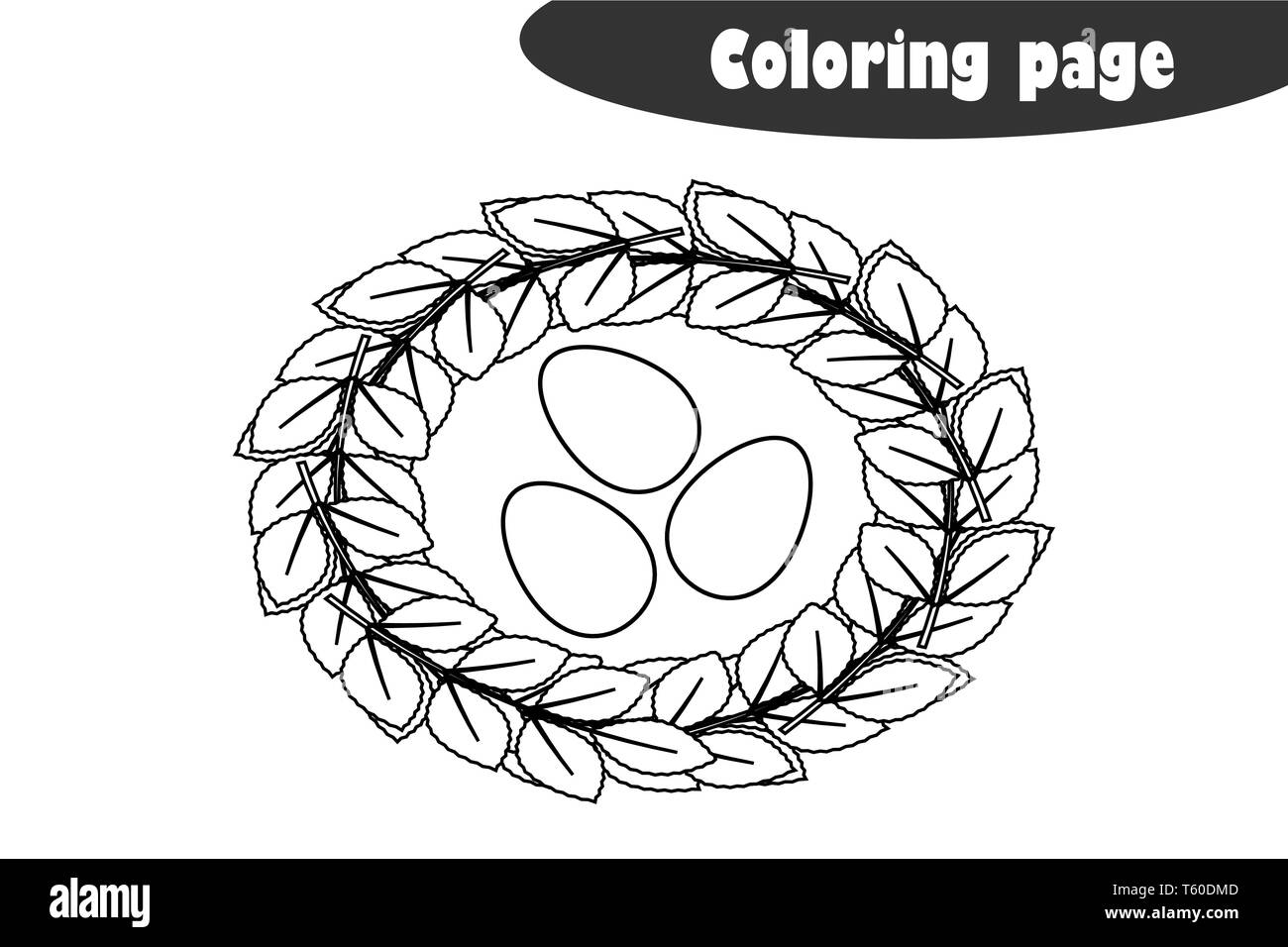 Mit Eier im Comic-stil Nest, Färbung, Feder Bildung Papier Spiel für die Entwicklung der Kinder, Kinder im Vorschulalter Aktivität, bedruckbar Stock Vektor