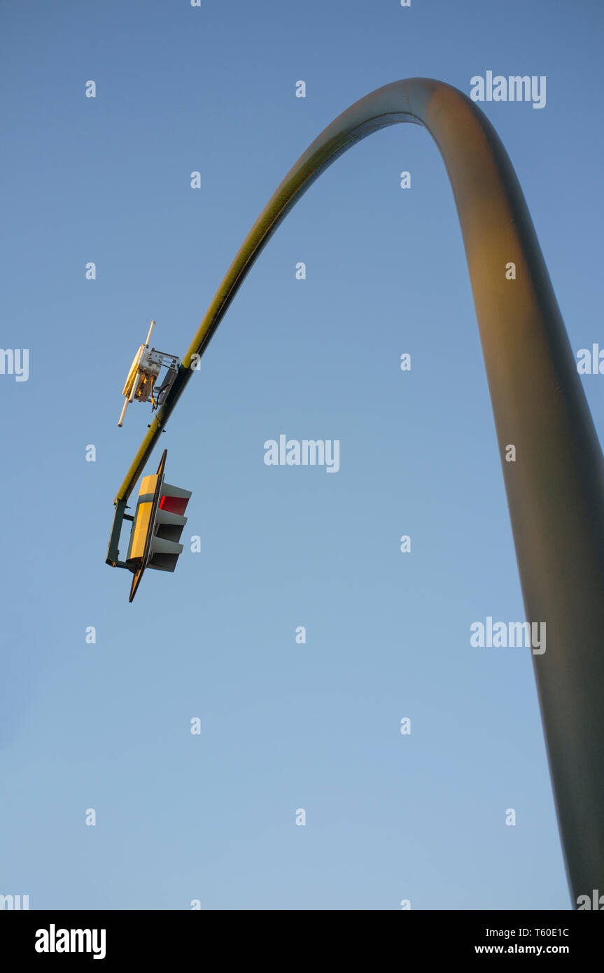 Das drahtlose Gerät für die Verwaltung von Ampeln. Box zu Pol Stockfoto