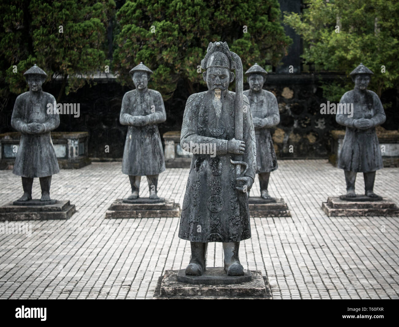 Stein Wächter an der königlichen Gruft von Khai Dinh König (Lăng Khải Định) in der Nähe Hue, Vietnam, Asien Stockfoto