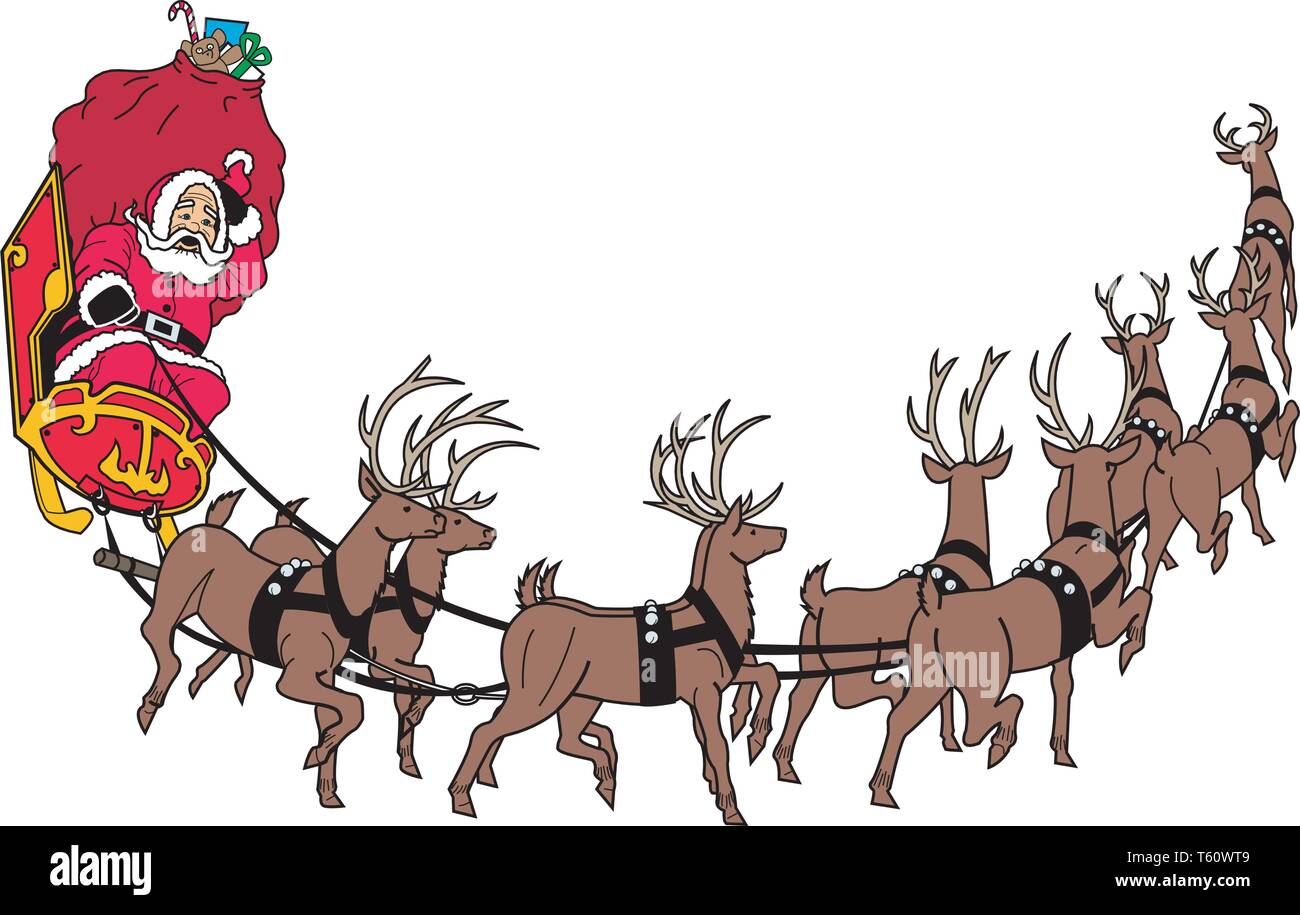 Santa's Sleigh Grenze Vector Illustration Stock Vektor
