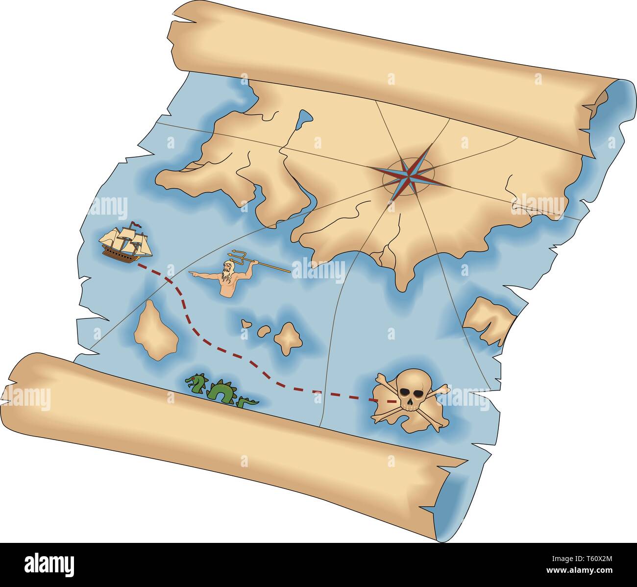 Piraten Schatzkarte Vector Illustration Stock-Vektorgrafik - Alamy