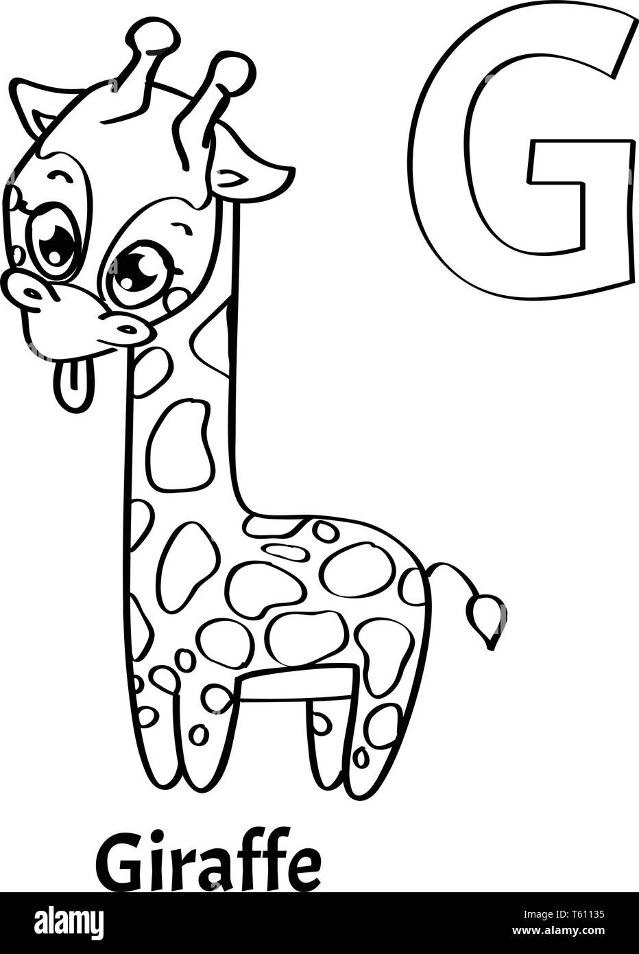 Vektor Buchstaben G F rbung Seite Giraffe Stock Vektorgrafik Alamy