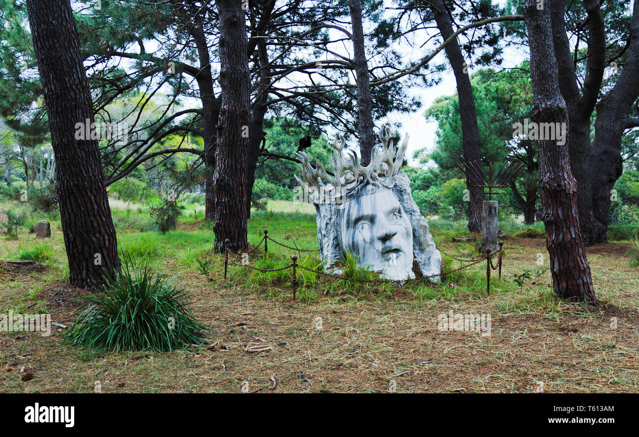 Sydney, Australien - 14 April 2019: Friedhöfe von Zeichen aus der populären TV-Show Spiel des Thones. Öffentliche Veranstaltung in Sydney Centennial Park mit kostenlosen adm Stockfoto