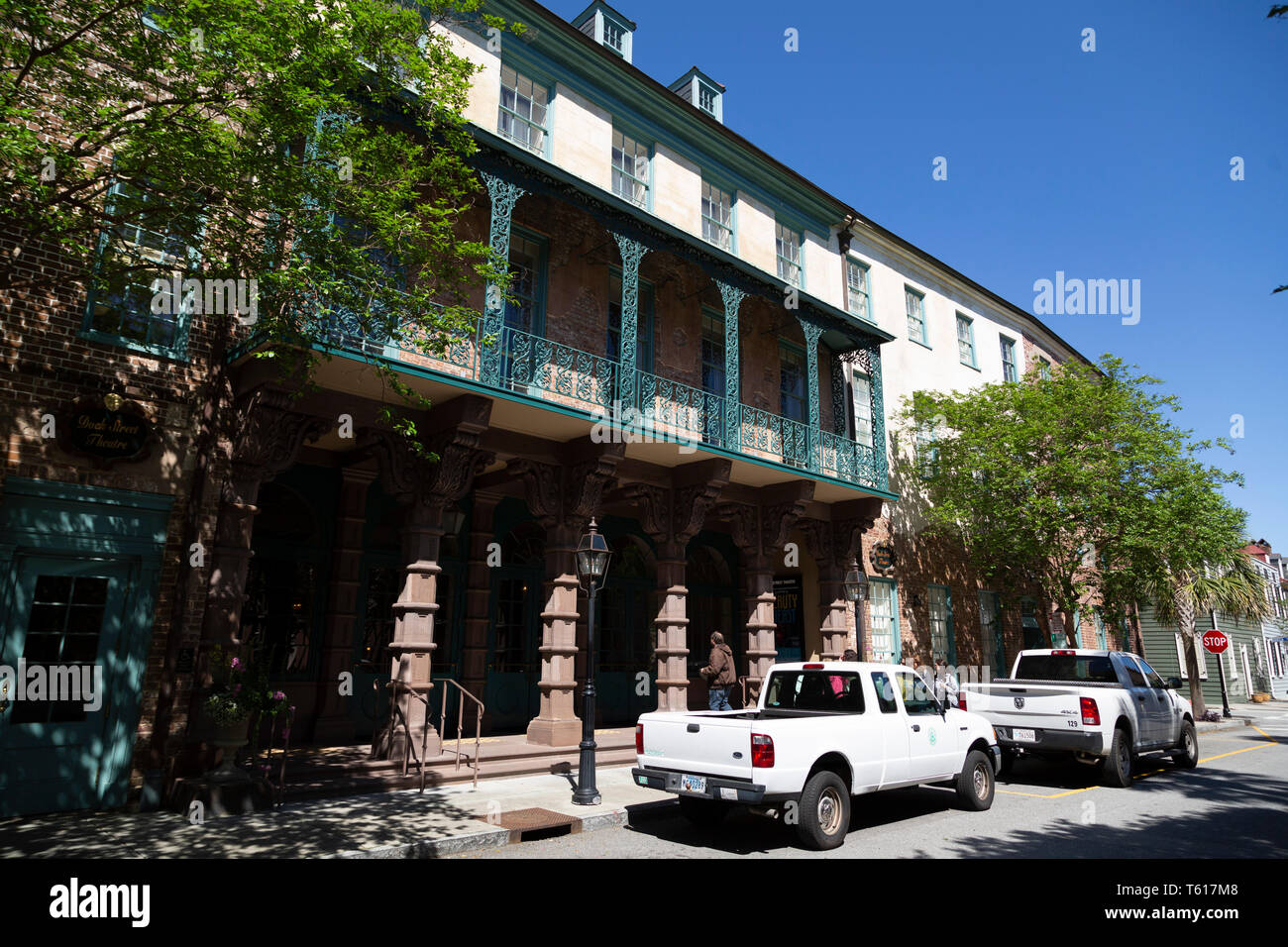 Fassade des Dock Street Theatre, Charleston, South Carolina, USA. Stockfoto