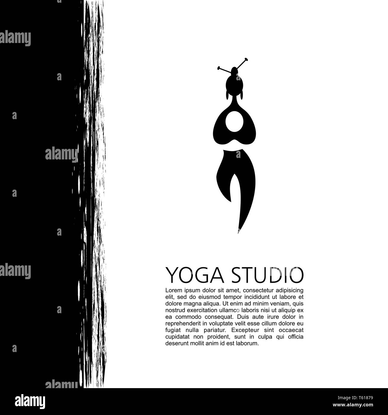 Yoga Studio, Fitness und Meditation. Logos und Schriftzüge. Symbol des Menschen. Flache Vector Illustration Stock Vektor