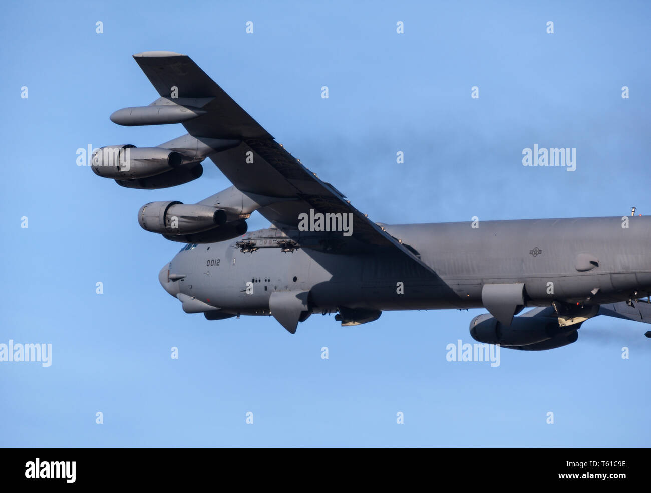 Boeing B-52 H auf, um die Bereitstellung zu Fairford in England Stockfoto