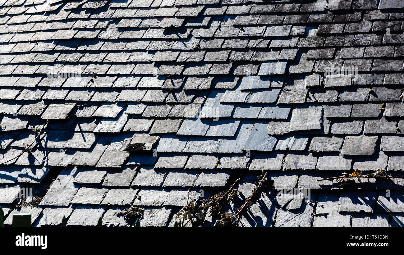 Alte Schieferdach Stockfoto