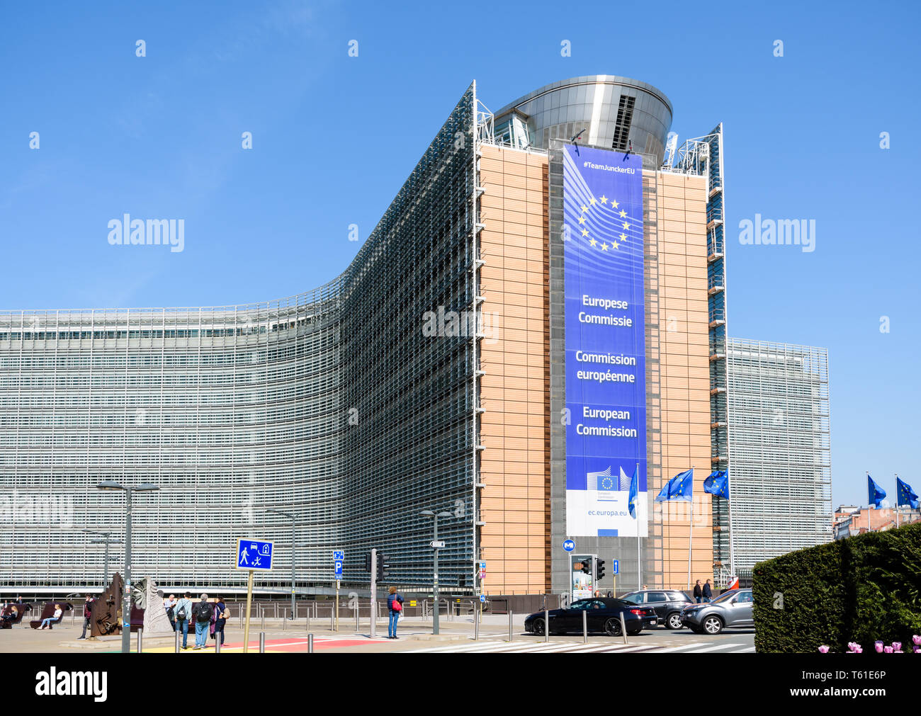 Das Berlaymont-gebäude im Europäischen Viertel in Brüssel, Belgien, befindet sich der Sitz der Europäischen Kommission seit 1967. Stockfoto