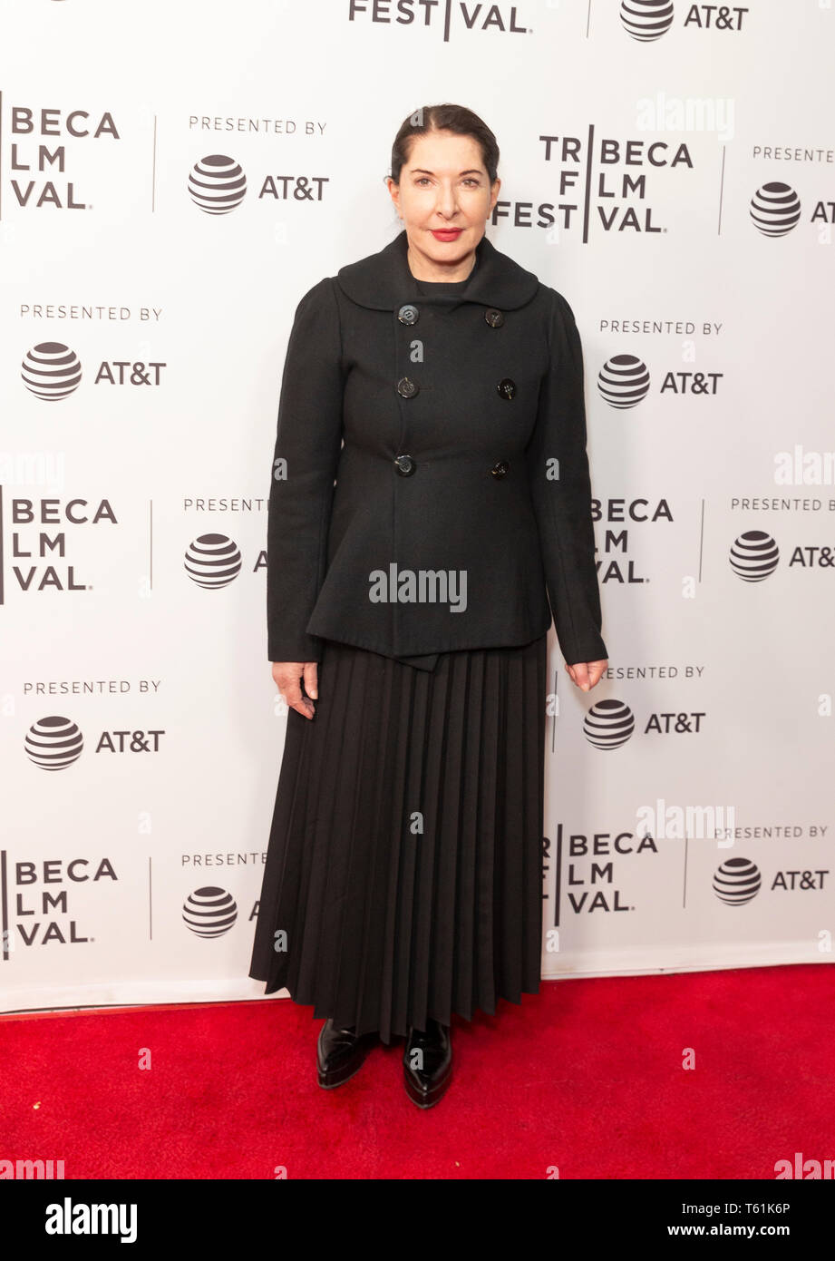 New York, NY - 27. April 2019: Marina Abramovic besucht Weltpremiere von wasserrinne beim Tribeca Film Festival in der SVA Theater Stockfoto