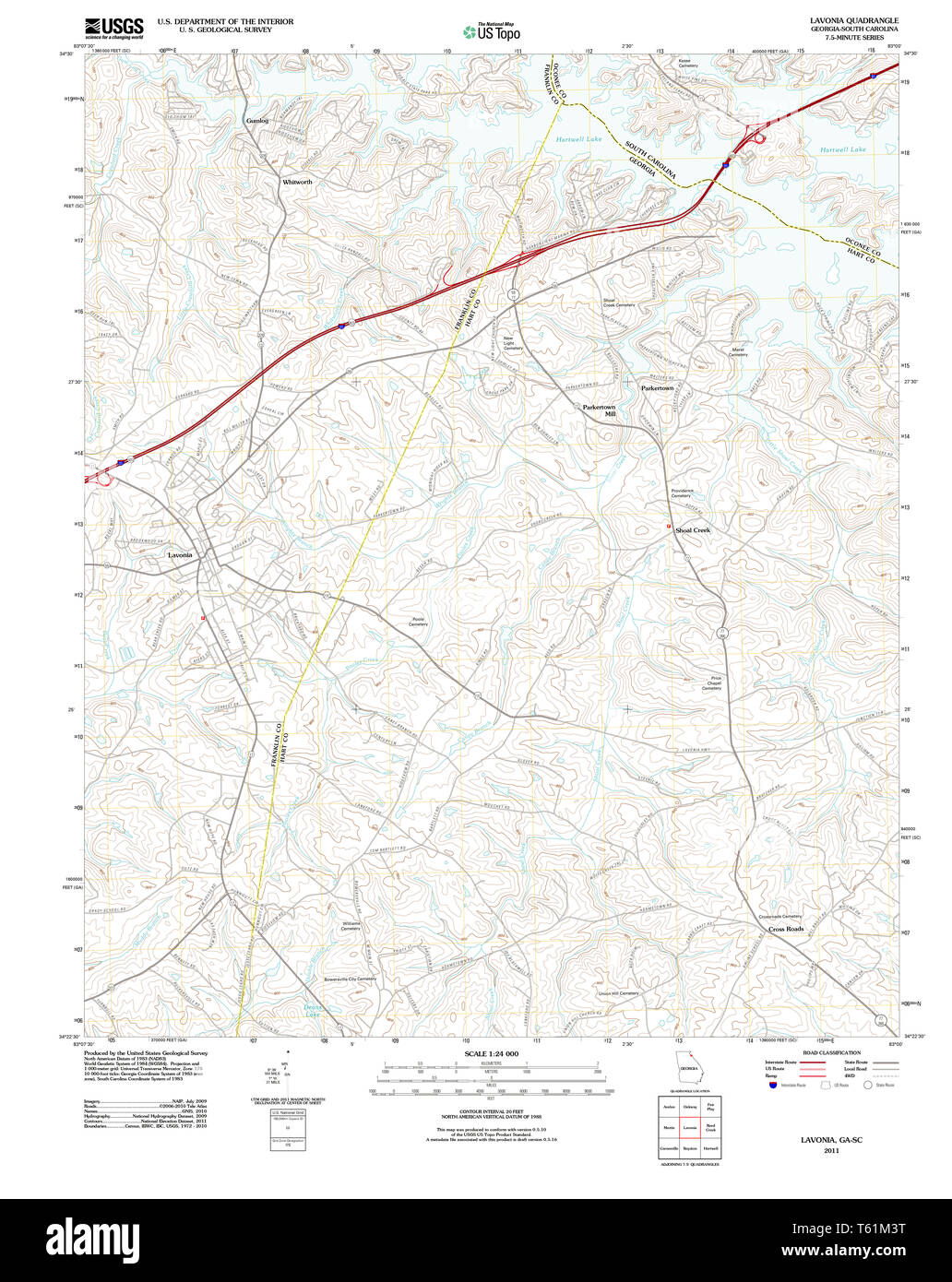 Karte Von Lavonia Fotos Und Bildmaterial In Hoher Aufl Sung Alamy   Usgs Topo Karte Georgia Ga Lavonia 20110819 Tm Wiederherstellung T61m3t 