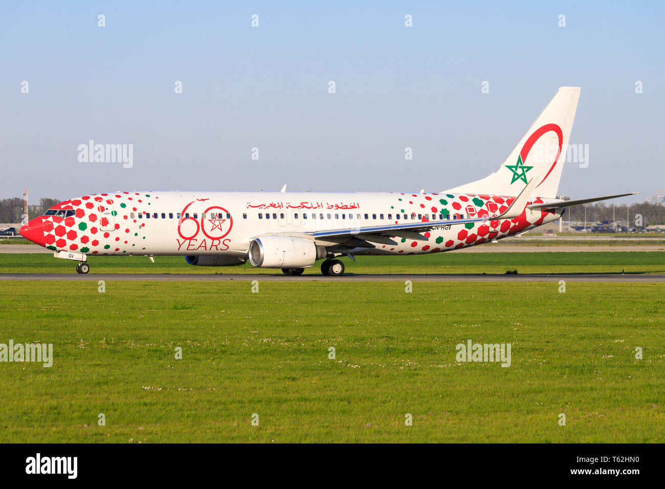 Amsterdam/Niederlande Mai 01, 2019: Boeing 737 form Air Maroc auf dem Amsterdamer Flughafen Stockfoto
