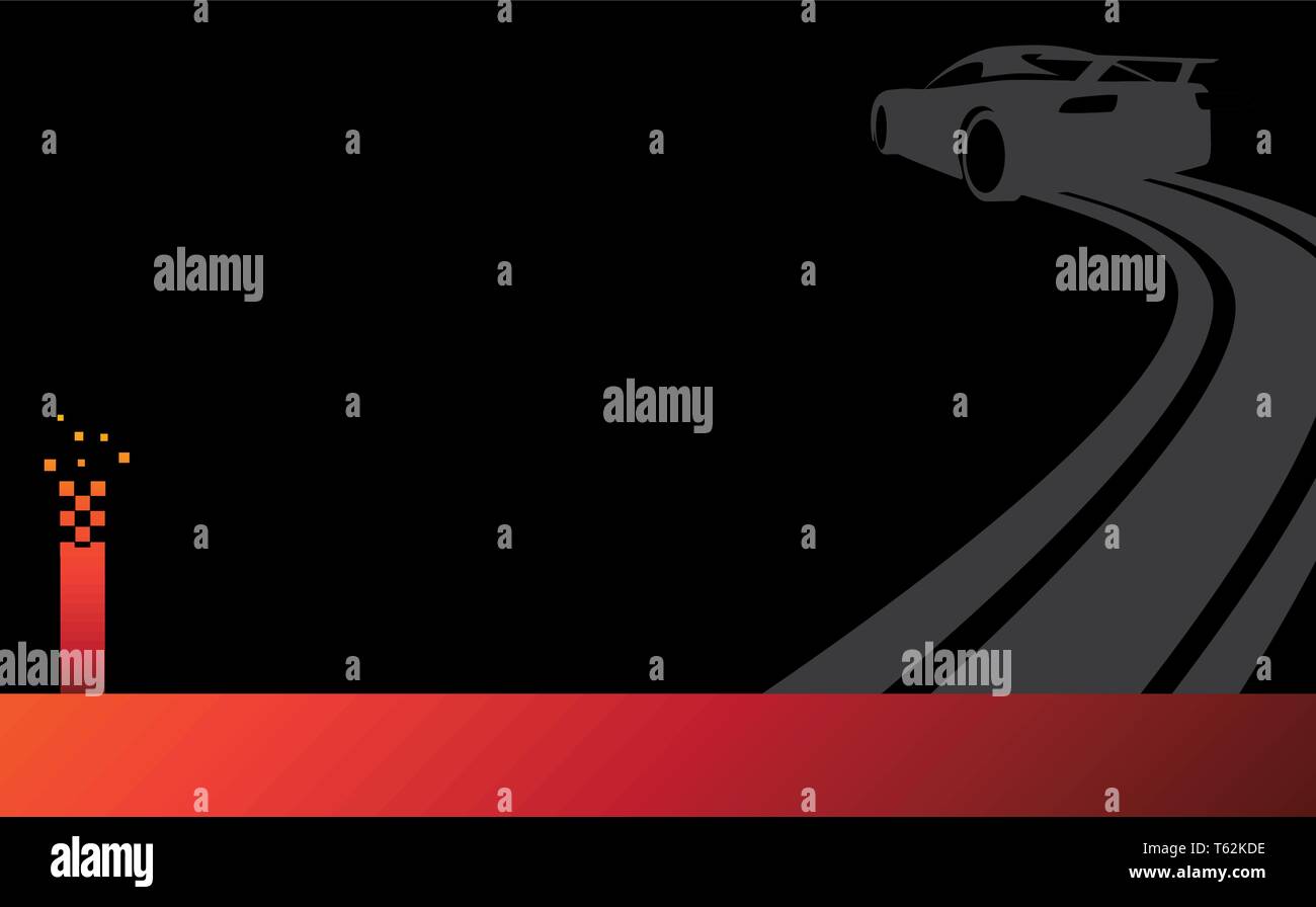 Vector Illustration eines Auto schieben oder driften auf schwarzem Hintergrund, Stock Vektor
